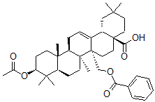 CAS 登录号：102637-05-8， (4aS,6aR,6aR,6bR,8aR,10S,12aR,14bS)-10-乙酰氧基-6a-(苯甲酰基氧基甲基)-2,2,6b,9,9,12a-六甲基-1,3,4,5,6,6a,7,8,8a,10,11,12,13,14b-十四氢苉-4a-羧酸
