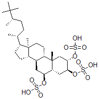 CAS 登录号：103065-20-9， [(2S,3S,5S,6S,8S,9S,10R,13R,14S,17R)-10,13-二甲基-2,3-二磺基氧基-17-[(2R,5S)-5,6,6-三甲基庚烷-2-基]-2,3,4,5,6,7,8,9,11,12,14,15,16,17-十四氢-1H-环戊二烯并[a]菲-6-基]硫酸酯