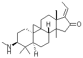 CAS 登录号：1053-21-0， (3beta,5alpha,17E)-4,4,14-三甲基-3-(甲基氨基)-9,19-环孕甾-17(20)-烯-16-酮