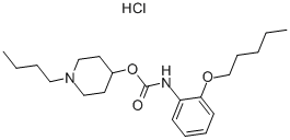 CAS 登录号:105384-11-0, (1-丁基哌啶-1-鎓-4-基)N-(2-戊氧基苯基)氨基甲酸盐氯化物