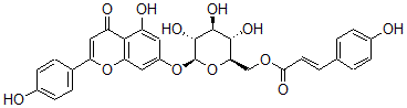 CAS#: 105815-90-5， [(2R,3S,4S,5R,6S)-3,4,5-Trihydroxy-6-[5-Hydroxy-2-(4-Hydroxyphenyl)-4-Oxochromen-7-Yl]Oxyoxan-2-Yl]Methyl (E)-3-(4-Hydroxyphenyl)Prop-2-Enoate