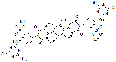 CAS 登录号：106424-71-9， 3,3'-(1,2,3,8,9,10-六氢-1,3,8,10-四氧代蒽并(2,1,9-def:6,5,10-d'e'f')二异喹啉-2,9-二基)二(6-((4-氨基-6-氯-S-三嗪-2-基)氨基)-苯磺酸二钠盐