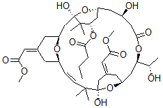 CAS#: 107021-11-4， Butanoic acid, (1S,3S,5Z,7R,8E,11R,13E,15S,17R,21R,23R,25S)-1,11,21-trihydroxy-17-[(1R)-1-hydroxyethyl]-5,13-bis(2-methoxy-2-oxoethylidene)-10,10,26,26-tetramethyl-19-oxo-18,27,28,29-tetraoxatetracyclo[21.3.1.13,7.111,15]nonacos-8-en-25-yl ester