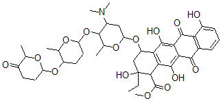 CAS#: 107807-25-0， Methyl 4-[4-Dimethylamino-6-Methyl-5-[6-Methyl-5-(6-Methyl-5-Oxooxan-2-Yl)Oxyoxan-2-Yl]Oxyoxan-2-Yl]Oxy-2-Ethyl-2,5,7,12-Tetrahydroxy-6,11-Dioxo-3,4-Dihydro-1H-Tetracene-1-Carboxylate