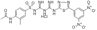 CAS 登录号：109193-30-8， N-(4-(((((((5-(3,5-二硝基苯基)-1,3,4-噻二唑-2-基)氨基)亚氨基甲基)氨基)亚氨基甲基)氨基)磺酰基)-2-甲基苯基)-乙酰胺盐酸盐