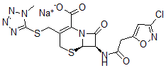 CAS#: 110008-56-5， Sodium (6R,7R)-7-[[2-(3-Chloro-1,2-Oxazol-5-Yl)Acetyl]Amino]-3-[(1-Methyltetrazol-5-Yl)Sulfanylmethyl]-8-Oxo-5-Thia-1-Azabicyclo[4.2.0]Oct-2-Ene-2-Carboxylate