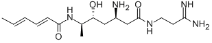 CAS 登录号：111465-40-8， (3R,5R,6R)-3-氨基-N-(3-氨基-3-亚氨基丙基)-6-[[(2E,4E)-己-2,4-二烯酰基]氨基]-5-羟基庚酰胺