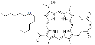 CAS#: 111922-13-5， 3,3'-[7,12-Bis(1-Hydroxyethyl)-3,8,13,17-Tetramethyl-2,18-Porphyrindiyl]Dipropanoic Acid - 1-(Hexyloxy)Hexane (1:1)