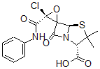 CAS#: 115937-29-6， 3-Chloro-3',3'-Dimethyl-7'-Oxo-3-((Phenylamino)Carbonyl)Spiro(Oxirane-2,6'-(4)Thia(1)Azabicyclo(3.2.)Heptane)-2'-Carboxylic Acid