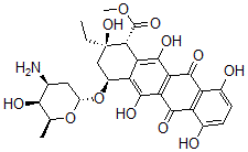 CAS#: 117016-15-6， Methyl (1R,2R,4S)-4-[(2R,4S,5S,6S)-4-Amino-5-Hydroxy-6-Methyloxan-2-Yl]Oxy-2-Ethyl-2,5,7,10,12-Pentahydroxy-6,11-Dioxo-3,4-Dihydro-1H-Tetracene-1-Carboxylate