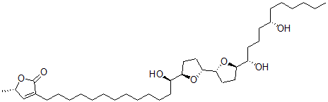 CAS 登录号：120298-30-8， (5S)-3-[(13R)-13-[(2R,5R)-5-[(2R,5R)-5-[(1S,5S)-1,5-二羟基十一烷基]四氢呋喃-2-基]四氢呋喃-2-基]-13-羟基十三烷基]-5-甲基-5H-呋喃-2-酮