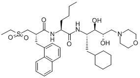 CAS#: 120716-81-6， (2S)-N-(1-Cyclohexyl-3,4-Dihydroxy-5-Morpholin-4-Ylpentyl)-2-[[2-(Ethylsulfonylmethyl)-3-Naphthalen-1-Ylpropanoyl]Amino]Hexanamide