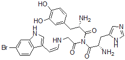 CAS 登录号：122548-03-2， (2S)-2-氨基-N-[(2S)-2-氨基-3-(3H-咪唑-4-基)丙酰]-N-[2-[[(Z)-2-(6-溴-1H-吲哚-3-基)乙烯基]氨基]乙酰基]-3-(3,4-二羟基苯基)丙酰胺