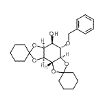 结构式 CAS# 124601-98-5, (3A,4'S,5'S,5A'r,8A,8B)-5'-(苄氧基)六氢二螺[环己烷-1,2'-[1,3]二氧杂环戊并[4,5-e][1,3]苯并二氧戊环-7',1''-环己烷]-4'-醇