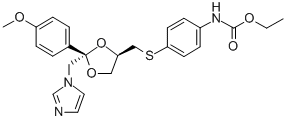 CAS 登录号：124784-31-2， 乙基N-[4-[[(2R)-2-(咪唑-1-基甲基)-2-(4-甲氧基苯基)-1,3-二氧戊环-4-基]甲硫基]苯基]氨基甲酸酯
