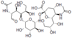 CAS 登录号：125366-24-7， (2R,4S,5R,6R)-5-乙酰氨基-2-[[(2R,3S,4S,5S,6S)-6-[(2R,3S,4R,5R)-5-乙酰氨基-1,2,4-三羟基-6-氧代己烷-3-基]氧基-3,4,5-三羟基四氢吡喃-2-基]甲氧基]-4-羟基-6-[(1R,2R)-1,2,3-三羟基丙基]四氢吡喃-2-羧酸