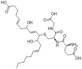CAS#: 127128-05-6， (5E,9E,14E)-11-[(2R)-2-[[(2S)-2-Amino-5-Hydroxy-5-Oxopentanoyl]Amino]-3-(Carboxymethylamino)-3-Oxopropyl]Sulfanyl-8,12-Dihydroxyicosa-5,9,14-Trienoic Acid