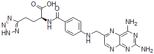 CAS 登录号：127134-21-8， (2S)-2-[[4-[(2,4-二氨基蝶啶-6-基)甲基氨基]苯甲酰基]氨基]-4-(2H-四唑-5-基)丁酸