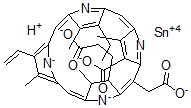 CAS 登录号：128835-29-0， (SP-4-2-(2S-反式))-(18-羧基-20-(羧甲基)-8-乙烯基-13-乙基-2,3-二氢-3,7,12,17-四甲基-21H,23H-卟吩-2-丙酸基(5-)-N21,N22,N23,N24)锡酸盐(1-) 氢
