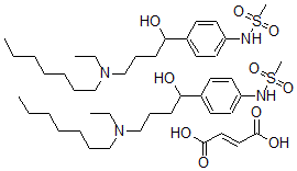 CAS 登录号：130350-52-6， (+-)-4'-(4-(乙基庚基氨基)-1-羟基丁基)甲烷磺酰苯胺富马酸盐(2:1)