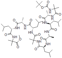 CAS#: 130640-26-5， Butyloxycarbonyl-aminoisobutyryl-alanyl-leucyl-alanyl-leucyl-aminoisobutyryl-leucyl-alanyl-leucyl-aminoisobutyryl methyl ester
