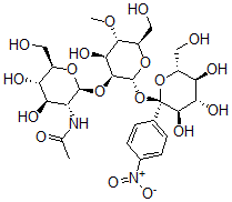 CAS 登录号：131089-46-8， N-[(2S,3R,4R,5S,6R)-4,5-二羟基-2-[(2R,3S,4S,5S,6R)-4-羟基-6-(羟基甲基)-5-甲氧基-2-[(2S,3R,4S,5S,6R)-3,4,5-三羟基-6-(羟基甲基)-2-(4-硝基苯基)四氢吡喃-2-基]氧基四氢吡喃-3-基]氧基-6-(羟基甲基)四氢吡喃-3-基]乙酰胺