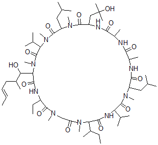 CAS#: 132362-39-1， 24-Butan-2-Yl-30-Ethyl-33-[(E)-1-Hydroxy-2-Methylhex-4-Enyl]-9-(2-Hydroxy-2-Methylpropyl)-1,4,7,12,15,19,25,28-Octamethyl-6,18-Bis(2-Methylpropyl)-3,21-Di(Propan-2-Yl)-1,4,7,10,13,16,19,22,25,28,31-Undecazacyclotritriacontane-2,5,8,11,14,17,20,23,26,29,32-Undecone