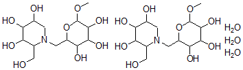 CAS 登录号：132438-21-2， 2-(羟基甲基)-1-[(3,4,5-三羟基-6-甲氧基四氢吡喃-2-基)甲基]哌啶-3,4,5-三醇三水合物
