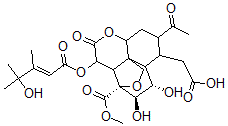 CAS 登录号：132587-61-2， (3S-(3alpha,3aalpha,4alpha(E),6aalpha,8alpha,9beta,10alpha,10aS,11S*,12R*))-8-乙酰基八氢-11,12-二羟基-4-((4-羟基-3,4-二甲基-1-氧代-2-戊烯基)氧基)-3-(甲氧羰基)-9-甲基-5-氧代-3,10-乙桥-1H,8H-呋喃并(3,4-d)(1)苯并吡喃-9-乙酸