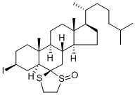 CAS 登录号：133331-36-9， (3S,5S,8S,9S,10R,13R,14S,17R)-3-碘-10,13-二甲基-17-[(2R)-6-甲基庚烷-2-基]螺[1,2,3,4,5,7,8,9,11,12,14,15,16,17-十四氢环戊烯并[a]菲-6,2'-1,3-二噻戊环]1'-氧化物