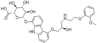 CAS#: 136657-39-1， (2S,3S,4S,5R,6S)-3,4,5-Trihydroxy-6-[[5-[(2R)-2-Hydroxy-3-[2-(2-Methoxyphenoxy)Ethylamino]Propoxy]-9H-Carbazol-1-Yl]Oxy]Oxane-2-Carboxylic Acid
