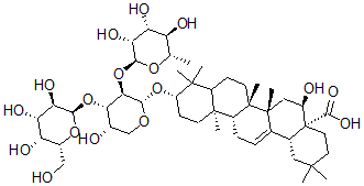 CAS#: 137551-42-9， (3beta,16alpha)-3-((O-beta-D-galactopyranosyl-(1-4)-O-6-deoxy-alpha-L-mannopyranosyl-(1-4)-alpha-L-arabinopyranosyl)oxy)-16-hydroxy-Olean-12-en-28-oic acid
