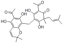 CAS#: 138169-53-6， 2-Acetyl-4-[(6-Acetyl-5,7-Dihydroxy-2,2-Dimethylchromen-8-Yl)Methyl]-3,5-Dihydroxy-6-Methyl-6-(3-Methylbut-2-Enyl)Cyclohexa-2,4-Dien-1-One