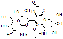 CAS 登录号：138430-53-2， N-[(2R,3R,4R,5S,6R)-2-[(2R,3R,4R,5R)-2-乙酰氨基-4-[(2S,3R,4R,5S,6R)-3-氨基-4,5-二羟基-6-(羟基甲基)四氢吡喃-2-基]氧基-5,6-二羟基-1-氧代己烷-3-基]氧基-4,5-二羟基-6-(羟基甲基)四氢吡喃-3-基]乙酰胺