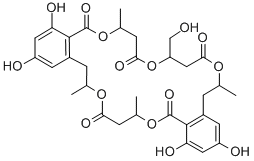 CAS 登录号：141731-75-1， (7R-(7R*,11R*,15R*,23R*,27*))-7,8,11,12,15,16,23,24,27,28-十氢-2,4,18,20-四羟基-11-(羟基甲基)-7,15,23,27-四甲基-5H,9H,13H,21H,25H-二苯并(k,u)(1,5,9,15,19)五氧杂二十四环-5,9,13,21,25-五酮