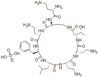 CAS#: 142563-39-1， (2S)-2,4-Diamino-N-[(3S,6S,9S,12S,15R,18S,21S)-6,9,18-Tris(2-Aminoethyl)-15-Benzyl-3-(1-Hydroxyethyl)-12-(2-Methylpropyl)-2,5,8,11,14,17,20-Heptaoxo-1,4,7,10,13,16,19-Heptazacyclotricos-21-Yl]Butanamide sulfate