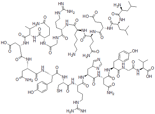 CAS#: 142609-55-0， L-Leucyl-L-Leucyl-L-alpha-Glutamyl-L-Glutaminyl-L-Lysyl-L-Arginylglycyl-L-Glutaminyl-L-Valyl-L-alpha-Aspartyl-L-Asparaginyl-L-Tyrosyl-L-Cysteinyl-L-Arginyl-L-Histidyl-L-Asparaginyl-L-Tyrosylglycyl-L-Valine