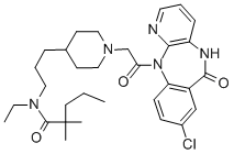 CAS 登录号：145301-48-0， N-[3-[1-[2-(8-氯-6-氧代-5H-吡啶并[2,3-b][1,4]苯并二氮杂卓-11-基)-2-氧代乙基]哌啶-4-基]丙基]-N-乙基-2,2-二甲基戊酰胺