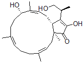 CAS 登录号：146436-22-8， (1S,3Z,7Z,11S,12Z,15R)-11,17-二羟基-16-[(2S)-1-羟基丙-2-基]-1,4,8,12-四甲基双环[13.3.0]十八碳-3,7,12,16-四烯-18-酮
