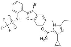 CAS#: 146623-69-0， 3-[[3-Bromo-2-[2-(Trifluoromethylsulfonylamino)Phenyl]-1-Benzofuran-5-Yl]Methyl]-5-Cyclopropyl-2-Ethylimidazole-4-Carboxamide