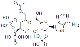 CAS 登录号：149091-93-0， [(2R,3R,4R,5R,6R)-6-[(2R,3R,4R,5R)-5-(6-氨基嘌呤-9-基)-2-(羟基甲基)-4-膦酰氧基四氢呋喃-3-基]氧基-5-羟基-3,4-二膦酰氧基四氢吡喃-2-基]甲基乙酸酯