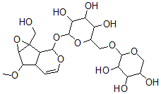 CAS 登录号：149155-50-0， (1aS-(1aalpha,1Bbeta,2beta,5Abeta,6beta,6aalpha))-1a,1b,2,5a,6,6a-六氢-1alpha-(羟基甲基)-6-甲氧基环氧乙烷并(4,5)环戊二烯并(1,2-c)吡喃-2-基 6-O-beta-D-吡喃木糖基-beta-D-吡喃葡萄糖苷