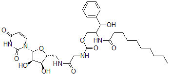 CAS#: 149970-61-6， [2-(Decanoylamino)-3-Hydroxy-3-Phenylpropyl] N-[2-[[(2R,3S,4R,5R)-5-(2,4-Dioxopyrimidin-1-Yl)-3,4-Dihydroxyoxolan-2-Yl]Methylamino]-2-Oxoethyl]Carbamate
