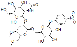 CAS#: 150161-10-7， N-[(3R,4R,5S,6R)-4,5-Dihydroxy-2-[(2S,3S,4S,5S,6R)-4-Hydroxy-5-Methoxy-6-(Methoxymethyl)-2-[[(2R,3S,4S,5R,6S)-3,4,5-Trihydroxy-6-(4-Nitrophenoxy)Oxan-2-Yl]Methoxy]Oxan-3-Yl]Oxy-6-(Hydroxymethyl)Oxan-3-Yl]Acetamide
