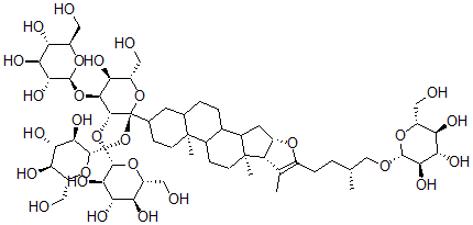 CAS#: 151140-39-5， 26-O-Glucopyranosyl-5-Furost-20(22)-Ene-3,26-Diol-3-O-Glucopyranosyl-1-2-(Glucopranosyl-1-3)-Glucopyranosyl-1-4-Galactopyranoside