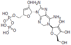 CAS 登录号：151898-25-8， [(2S,5R)-5-[6,8-二氨基-1-[(2R,5R)-3,4-二羟基-5-(羟基甲基)-2,5-二氢呋喃-2-基]-2H-嘌呤-9-基]-4-羟基-2,5-二氢呋喃-2-基]甲基膦酰磷酸氢酯