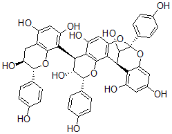 CAS#: 152378-18-2， (2R-(2alpha,3alpha,4beta(2R*,3S*),8beta,14beta,15R*))-4-(3,4-Dihydro-3,5,7-Trihydroxy-2-(4-Hydroxyphenyl)-2H-1-Benzopyran-8-Yl)-3,4-Dihydro-2,8-Bis(4-Hydroxyphenyl)-8,14-Methano-2H,14H-1-Benzopyrano(7,8-D)(1,3)Benzodioxocin-3,5,11,13,15-Pentol