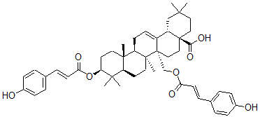 CAS 登录号：152509-92-7， (4aS,6aR,6aR,6bR,8aR,10S,12aR,14bS)-10-[(E)-3-(4-羟基苯基)丙-2-烯酰基]氧基-6a-[[(E)-3-(4-羟基苯基)丙-2-烯酰基]氧基甲基]-2,2,6B,9,9,12a-六甲基-1,3,4,5,6,6a,7,8,8a,10,11,12,13,14b-十四氢苉-4a-羧酸