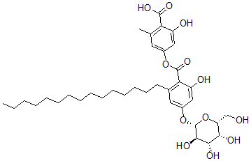 CAS#: 153821-50-2， 2-Hydroxy-4-[2-Hydroxy-6-Pentadecyl-4-[(2S,3R,4S,5R,6R)-3,4,5-Trihydroxy-6-(Hydroxymethyl)Oxan-2-Yl]Oxybenzoyl]Oxy-6-Methylbenzoic Acid