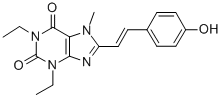 CAS 登录号：155272-05-2， (8E)-1,3-二乙基-7-甲基-8-[2-(4-氧代-1-环己-2,5-二烯亚基)亚乙基]-9H-嘌呤-2,6-二酮